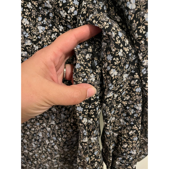 Free People Making Plans Black Blue Floral Mini Dress with Blue Accents Collar - Picture 8 of 11